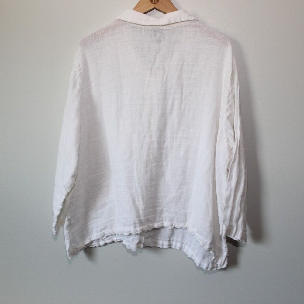 Eileen Fisher Women Linen Button Up Shirt Ivory Sheer Women's Size 3X H13692 - Picture 5 of 6